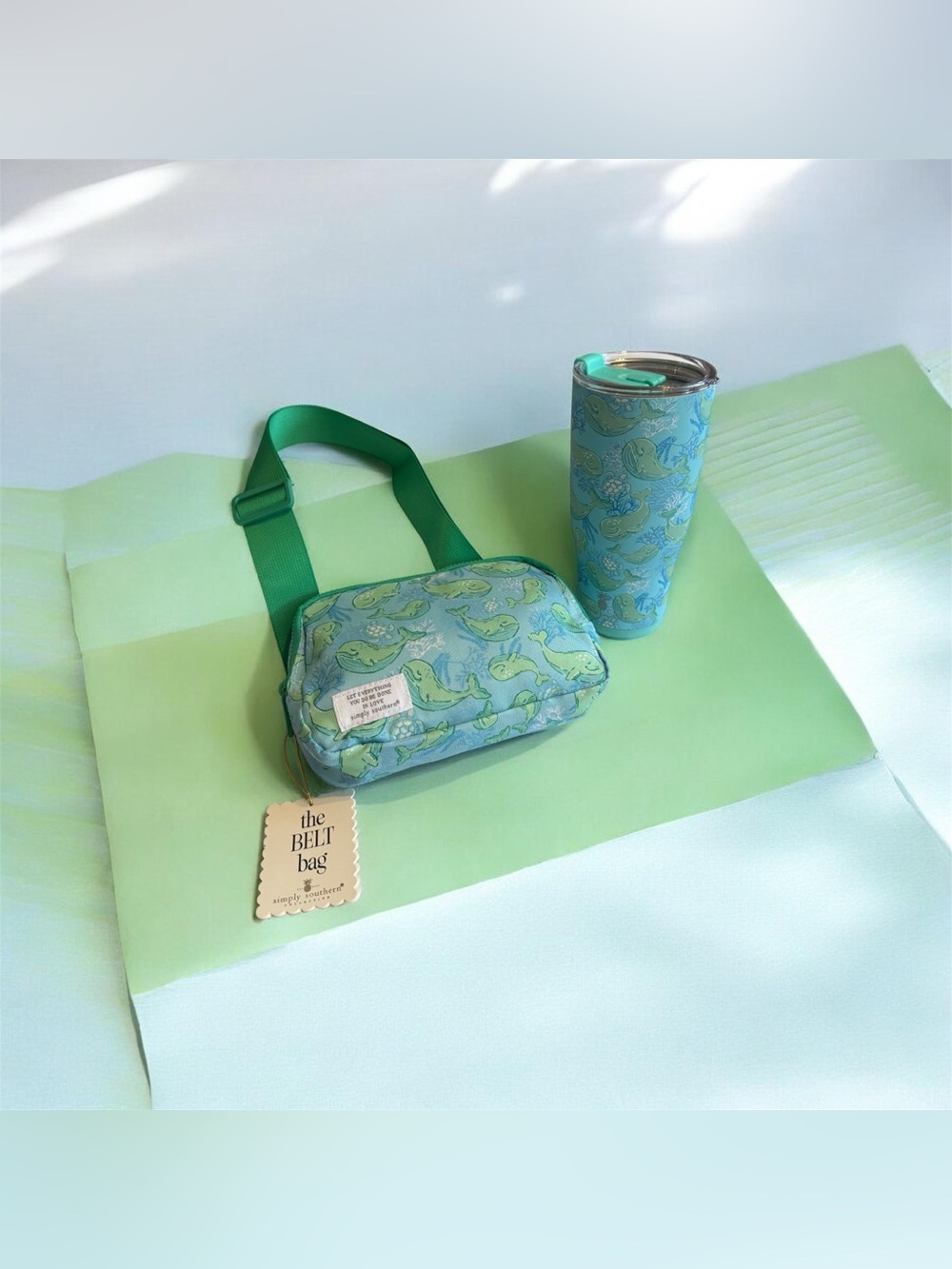 NWT Simply Southern Whale Belt Bag + Matching 20 oz Tumbler Set - Picture 3 of 7